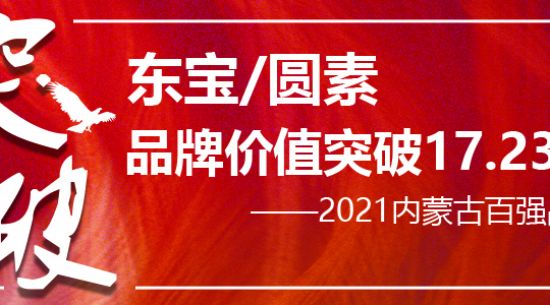 東寶/圓素榮膺“2021內(nèi)蒙古百強(qiáng)品牌” 品牌價值持續(xù)突破已達(dá)17.23億元